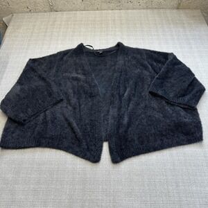 Torrid Sweater Womens 6 Black Fuzzy Open‎ Front Cardigan Plus Size Cozy Soft